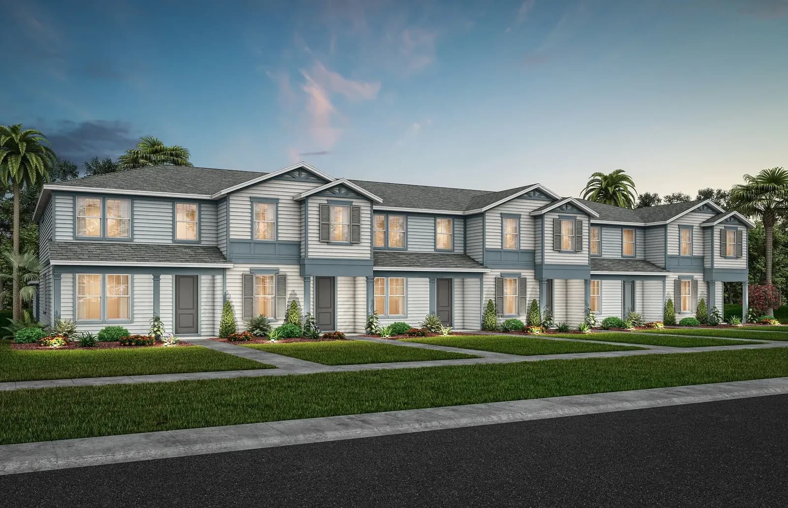 Render de townhomes de EverBe, elevación C, representación artística