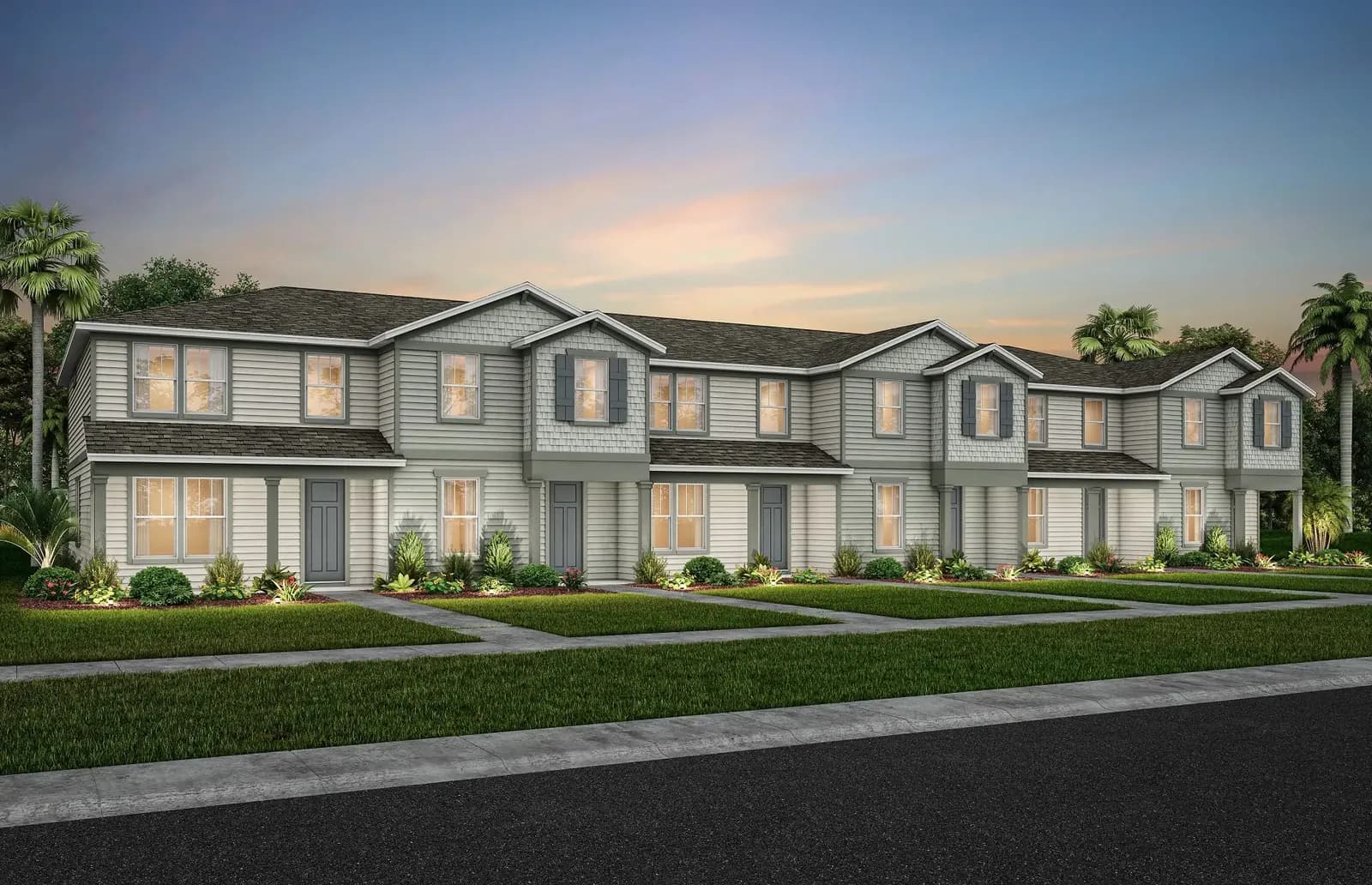 Render de townhomes de EverBe, elevación A, representación artística